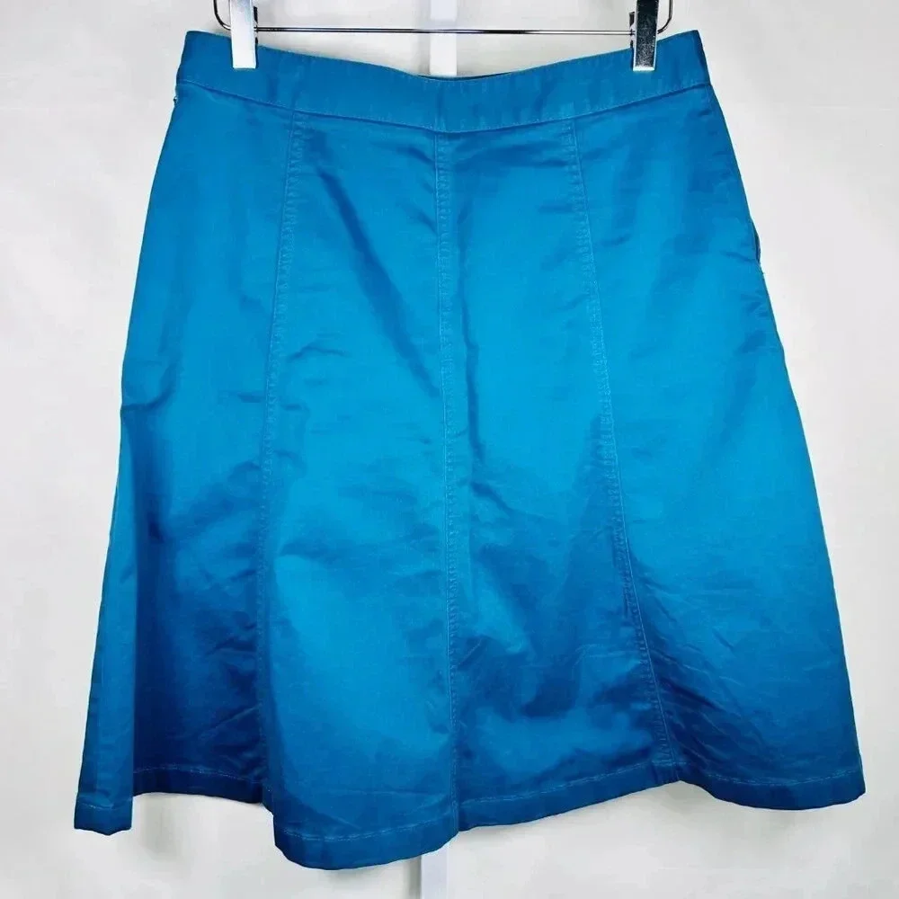 L.L.Bean Twill Skirt A-Line Teal Size 10 Figure Flattering Midi